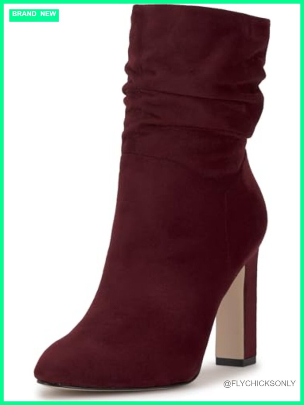 Faux Leather Slouch Bootie Ankle Heeled Boot Women's